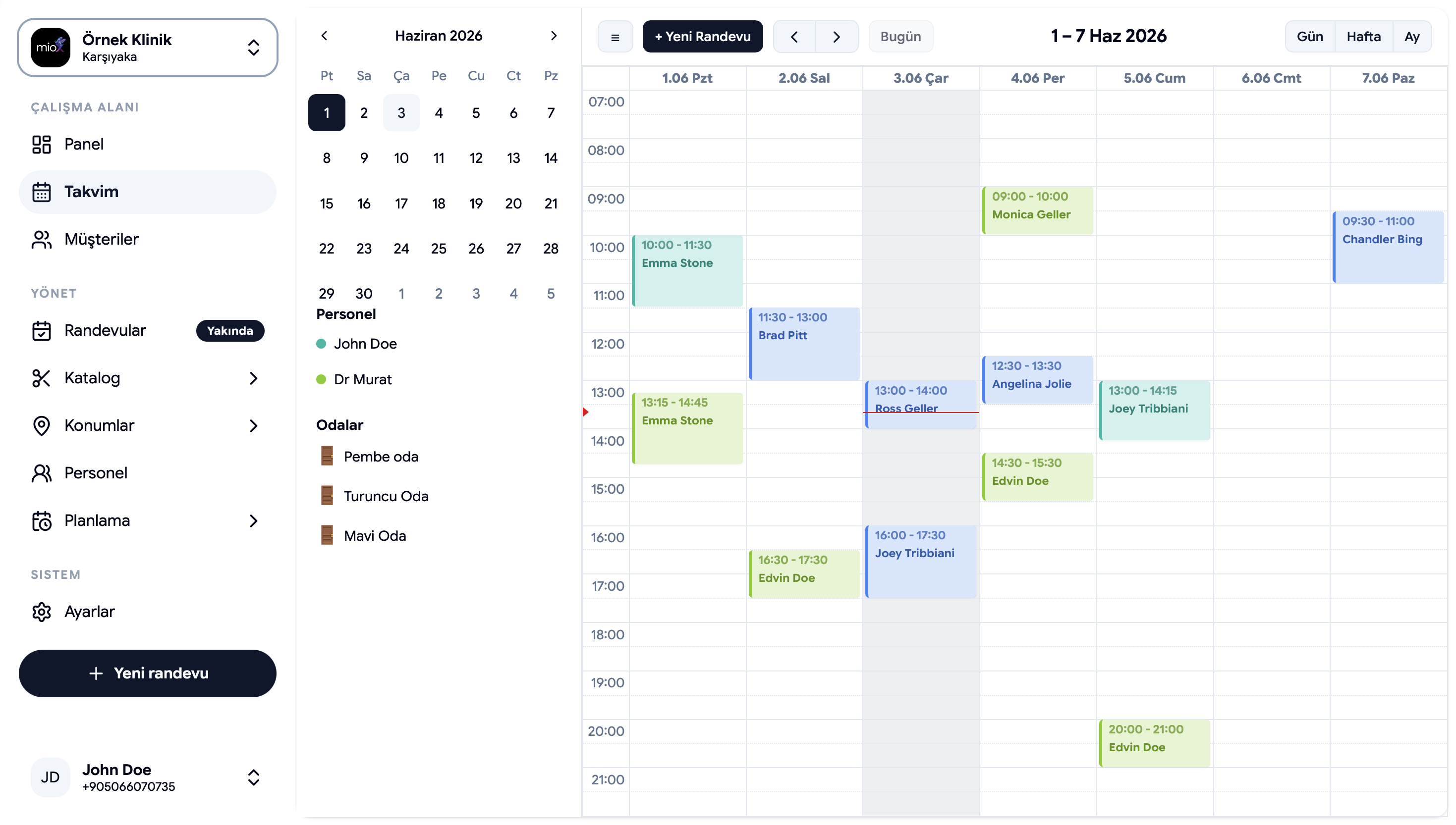 Calemio law firm scheduling app, practice dashboard screenshot